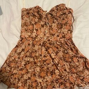 strapless bustier floral dress